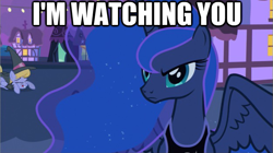 Size: 625x349 | Tagged: safe, edit, edited screencap, screencap, character:princess luna, episode:luna eclipsed, g4, my little pony: friendship is magic, clothing, hat, image macro, solo focus, witch hat