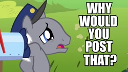 Size: 960x540 | Tagged: safe, edit, edited screencap, screencap, character:mr. zippy, episode:putting your hoof down, g4, my little pony: friendship is magic, mailpony, pun, reaction image, sad