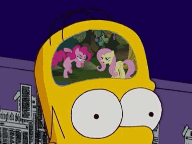 Size: 383x288 | Tagged: safe, edit, edited screencap, screencap, character:fluttershy, character:pinkie pie, animated, crossover, homer simpson, my mother the carjacker, the simpsons