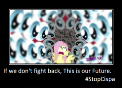 Size: 491x357 | Tagged: safe, edit, screencap, character:fluttershy, episode:hurricane fluttershy, g4, my little pony: friendship is magic, cispa, eyeball, eyes, fear, motivational poster, reaction image