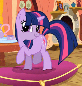 Size: 286x300 | Tagged: safe, edit, edited screencap, screencap, character:twilight sparkle, character:twilight sparkle (unicorn), species:pony, species:unicorn, episode:spike at your service, g4, my little pony: friendship is magic, animated, female, loop, mare, pillow, solo, twiface, wrong neighborhood