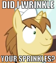 Size: 473x530 | Tagged: safe, edit, edited screencap, screencap, character:donut joe, episode:mmmystery on the friendship express, g4, my little pony: friendship is magic, cropped, image macro, jimmies