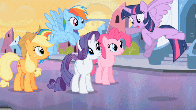 Size: 640x360 | Tagged: safe, edit, screencap, character:applejack, character:pinkie pie, character:rainbow dash, character:rarity, character:twilight sparkle, character:twilight sparkle (alicorn), species:alicorn, equestria girls:equestria girls, g4, my little pony: equestria girls, my little pony:equestria girls, animated, flying fail, reversed, rumor