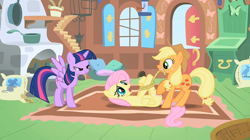 Size: 1000x560 | Tagged: safe, edit, edited screencap, screencap, character:applejack, character:fluttershy, character:twilight sparkle, character:twilight sparkle (alicorn), species:alicorn, species:pony, episode:the return of harmony, g4, my little pony: friendship is magic, alicornified, bondage, female, hogtied, mare, race swap