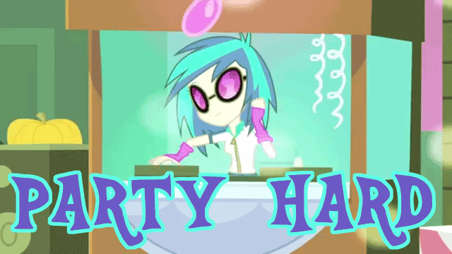 Size: 640x360 | Tagged: safe, edit, edited screencap, screencap, character:dj pon-3, character:vinyl scratch, equestria girls:equestria girls, g4, my little pony: equestria girls, my little pony:equestria girls, animated, female, party hard, solo