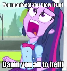 Size: 716x758 | Tagged: safe, edit, edited screencap, screencap, character:twilight sparkle, equestria girls:equestria girls, g4, my little pony: equestria girls, my little pony:equestria girls, caption, cropped, exploitable meme, female, planet of the apes, solo, twiscream