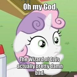 Size: 500x500 | Tagged: safe, edit, edited screencap, screencap, character:sweetie belle, episode:ponyville confidential, g4, my little pony: friendship is magic, sudden clarity sweetie belle, the book is better, the wizard of oz