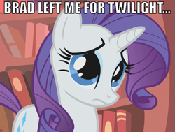Size: 611x461 | Tagged: safe, edit, edited screencap, screencap, character:rarity, episode:look before you sleep, g4, my little pony: friendship is magic, my little pony:equestria girls, brad, cropped, female, image macro, implied flash sentry, sad, solo