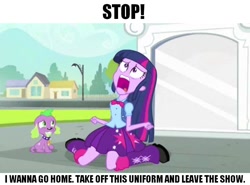 Size: 938x694 | Tagged: safe, edit, edited screencap, screencap, character:spike, character:twilight sparkle, species:dog, equestria girls:equestria girls, g4, my little pony: equestria girls, my little pony:equestria girls, duo, exploitable meme, meme, pink floyd, spike the dog, the wall, twiscream