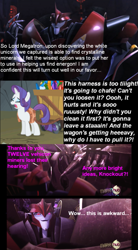 Size: 443x800 | Tagged: safe, edit, edited screencap, screencap, character:rarity, episode:a dog and pony show, g4, my little pony: friendship is magic, comic, hub logo, knock out, megatron, parody, transformers, transformers prime, whining