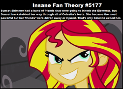 Size: 909x659 | Tagged: safe, edit, edited screencap, screencap, character:sunset shimmer, equestria girls:equestria girls, g4, my little pony: equestria girls, my little pony:equestria girls, female, insane fan theory, meta, solo, text