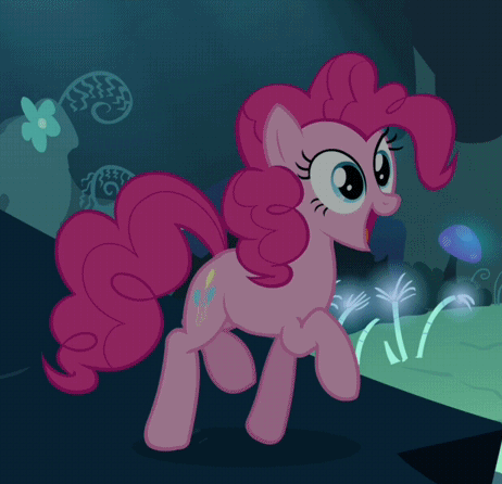 Size: 462x446 | Tagged: safe, edit, edited screencap, screencap, character:pinkie pie, episode:too many pinkie pies, g4, my little pony: friendship is magic, animated, excited, extreme speed animation, female, happy, prancing, solo