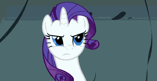 Size: 500x260 | Tagged: safe, edit, edited screencap, screencap, character:rarity, episode:a dog and pony show, g4, my little pony: friendship is magic, animated, female, headbob, reaction image, solo