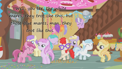 Size: 1280x720 | Tagged: safe, edit, edited screencap, screencap, character:alula, character:aura, character:cotton cloudy, character:diamond tiara, character:dinky hooves, character:noi, character:piña colada, character:pluto, character:ruby pinch, character:silver spoon, character:twist, species:earth pony, species:pegasus, species:pony, species:unicorn, episode:call of the cutie, g4, my little pony: friendship is magic, aurabetes, awwplecore, background pony, balloon, confetti, coronet clover, cottonbetes, cute, cuteceañera, dancing, dinkabetes, filly, foal, frown, glasses, insane pony thread, noiabetes, pinchybetes, piña cutelada, pluto, smiling, streamers, twistabetes