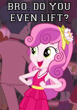 Size: 251x360 | Tagged: safe, edit, edited screencap, screencap, character:mystery mint, character:sweetie belle, /mlp/, equestria girls:equestria girls, g4, my little pony: equestria girls, my little pony:equestria girls, animated, background human, blinking, cropped, dancing, do you even lift, grin, open mouth, reaction image, smiling, solo focus