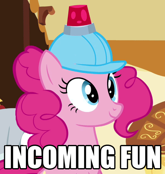 Size: 536x563 | Tagged: safe, edit, edited screencap, screencap, character:pinkie pie, animated, crossover, image macro, niblet, pound puppies, secret butt fun