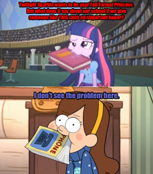 Size: 500x565 | Tagged: safe, edit, edited screencap, screencap, character:twilight sparkle, equestria girls:equestria girls, g4, my little pony: equestria girls, my little pony:equestria girls, berk, bianca alencar, brazil, gravity falls, land before swine, mabel pines, mouth hold, voice actor joke