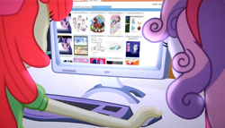 Size: 1256x720 | Tagged: safe, edit, edited screencap, screencap, character:apple bloom, character:applejack, character:rainbow dash, character:rarity, character:spike, character:sweetie belle, character:twilight sparkle, oc, species:earth pony, species:pegasus, species:pony, species:unicorn, derpibooru, equestria girls:equestria girls, g4, my little pony: equestria girls, my little pony:equestria girls, computer, meme, meta, meta:questionable, onomatopoeia, sound effects, the crusaders browse the internet, zzz