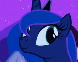 Size: 493x396 | Tagged: safe, edit, edited screencap, screencap, character:princess luna, species:alicorn, species:pony, episode:luna eclipsed, g4, my little pony: friendship is magic, close-up, derp, female, mare, smiling, solo, the fun has been doubled