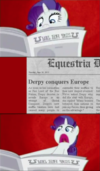 Size: 473x807 | Tagged: safe, edit, edited screencap, screencap, character:rarity, episode:ponyville confidential, g4, my little pony: friendship is magic, abstract background, comic, female, i'll destroy her, meme, newspaper, screencap comic, solo