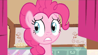 Size: 320x180 | Tagged: source needed, useless source url, safe, edit, edited screencap, screencap, character:pinkie pie, species:earth pony, species:pony, episode:the cutie pox, g4, my little pony: friendship is magic, adorable distress, animated, bad poker face, caption, confession, cute, female, floppy ears, gif, hub logo, make it stop, mare, meme, panic, solo, subtitles, sweat, watermark, yelling