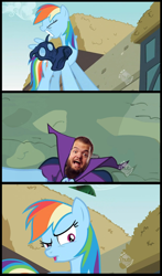 Size: 800x1356 | Tagged: safe, edit, edited screencap, screencap, character:rainbow dash, episode:the mysterious mare do well, g4, my little pony: friendship is magic, comic, hornswoggle, hub logo, meme, screencap comic, wrestling, wwe