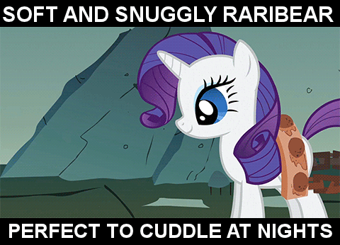 Size: 480x346 | Tagged: safe, edit, edited screencap, screencap, character:rarity, character:spike, episode:a dog and pony show, g4, my little pony: friendship is magic, animated, cute, eyes closed, hug, image macro, imma snuggle you, raribear, smiling