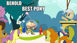 Size: 960x540 | Tagged: safe, edit, edited screencap, screencap, character:mayor mare, species:pony, episode:the last roundup, g4, my little pony: friendship is magic, behold, best pony, blue pikmin, captain olimar, female, male, mare, meme, pikmin, red pikmin, space suit, yellow pikmin