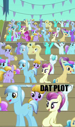 Size: 640x1080 | Tagged: safe, edit, edited screencap, screencap, character:berry punch, character:berryshine, character:bright smile, character:crystal arrow, character:fleur de verre, character:ivory, character:ivory rook, character:sapphire joy, species:crystal pony, species:pony, amber waves, caption, dat butt, female, image macro, mare, meme, night knight, out of context, plot, rubinstein, tenso
