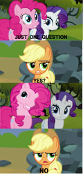 Size: 1920x4000 | Tagged: safe, edit, edited screencap, screencap, character:applejack, character:pinkie pie, character:rarity, species:earth pony, species:pony, species:unicorn, episode:spike at your service, g4, my little pony: friendship is magic, 1000 hours in ms paint, comic, female, image macro, mare, ms paint