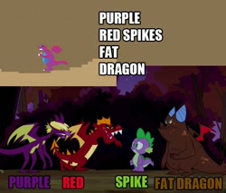 Size: 640x546 | Tagged: safe, edit, edited screencap, screencap, character:garble, character:spike, species:dragon, episode:dragon quest, g4, my little pony: friendship is magic, 8-bit, adventure ponies, caption, comparison, game, teenaged dragon