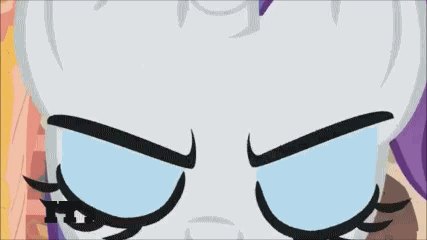 Size: 427x240 | Tagged: safe, edit, edited screencap, screencap, character:rarity, species:pony, species:unicorn, episode:look before you sleep, g4, my little pony: friendship is magic, animated, female, gif, image macro, it is on, mare, punctuated for emphasis, reaction image, solo, subtitles, text