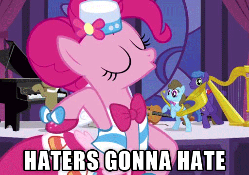 Size: 512x360 | Tagged: safe, edit, edited screencap, screencap, character:beauty brass, character:frederic horseshoepin, character:octavia melody, character:parish nandermane, character:pinkie pie, episode:the best night ever, g4, my little pony: friendship is magic, animated, clothing, dress, eyes closed, gala dress, harp, haters gonna hate, loop, missing cutie mark, musical instrument, parish nandermane, piano, tuba