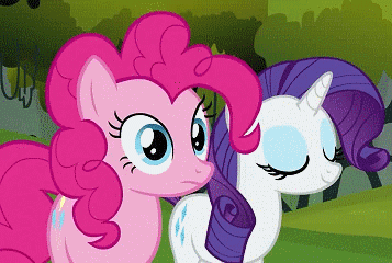 Size: 357x240 | Tagged: safe, edit, edited screencap, screencap, character:applejack, character:pinkie pie, character:rarity, episode:spike at your service, g4, my little pony: friendship is magic, 4chan, animated, caption, gif with captions, image macro, moustache, spanish, ya es hora