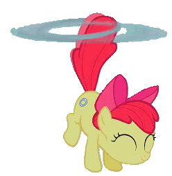 Size: 248x254 | Tagged: safe, edit, edited screencap, screencap, character:apple bloom, episode:the cutie pox, g4, my little pony: friendship is magic, animated, applecopter, background removed, eyes closed, fake cutie mark, female, filly, flying, loop-de-hoop, picture for breezies, simple background, smiling, solo, tailcopter, transparent background