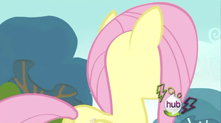 Size: 720x402 | Tagged: safe, edit, edited screencap, screencap, character:fluttershy, episode:hurricane fluttershy, g4, my little pony: friendship is magic, animated, crying, female, floppy ears, hub logo, reversed, solo