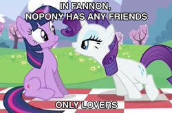 Size: 1165x770 | Tagged: safe, edit, edited screencap, screencap, character:rarity, character:twilight sparkle, ship:rarilight, episode:a canterlot wedding, g4, my little pony: friendship is magic, caption, female, lesbian, out of context, shipping