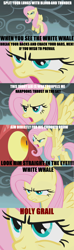 Size: 1280x4320 | Tagged: safe, edit, edited screencap, screencap, character:basil, character:fluttershy, species:dragon, episode:dragonshy, g4, my little pony: friendship is magic, comic, duo, mastodon (band), moby dick, quote, screencap comic, song reference, vulgar