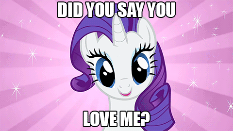 Size: 480x270 | Tagged: safe, edit, edited screencap, screencap, character:rarity, episode:secret of my excess, g4, my little pony: friendship is magic, animated, bronybait, image macro, meme
