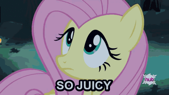 Size: 576x324 | Tagged: safe, edit, edited screencap, screencap, character:fluttershy, species:chicken, episode:bats!, g4, my little pony: friendship is magic, animated, bread, caption, drool, eyes, food, hub logo, hubble, hungry, lettuce, meme, mouth, not porn, onion, ponies eating meat, sandwich, sandwich censorship, tomato, tongue out