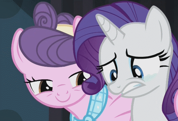 Size: 576x392 | Tagged: safe, edit, screencap, character:rarity, character:suri polomare, episode:rarity takes manehattan, g4, my little pony: friendship is magic, animated, crying