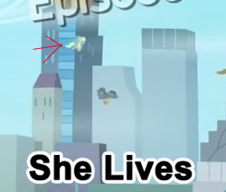 Size: 269x228 | Tagged: safe, edit, edited screencap, screencap, species:pegasus, species:pony, episode:rarity takes manehattan, g4, my little pony: friendship is magic, background pony, crystaller building, female, flying, mare, not derpy, ritzy doo