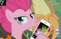 Size: 2000x1275 | Tagged: safe, edit, screencap, character:pinkie pie, episode:pinkie apple pie, g4, my little pony: friendship is magic, duckface, iphone, iphone 5, iphone 5s, selfie
