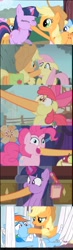 Size: 529x1800 | Tagged: safe, edit, edited screencap, screencap, character:apple bloom, character:applejack, character:fluttershy, character:pinkie pie, character:rainbow dash, character:twilight sparkle, species:pony, episode:a canterlot wedding, episode:call of the cutie, episode:dragonshy, episode:friendship is magic, episode:rainbow falls, g4, my little pony: friendship is magic, feederjack, force feeding, hoof in mouth, hoofjack