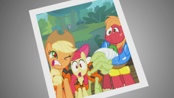 Size: 1920x1080 | Tagged: safe, edit, screencap, character:apple bloom, character:applejack, character:big mcintosh, character:granny smith, character:maud pie, species:earth pony, species:pony, episode:pinkie apple pie, episode:pinkie pride, g4, my little pony: friendship is magic, exploitable meme, ghost, male, meme, photo, red eyes, stallion, the ghost of obsidian pie, when you see it