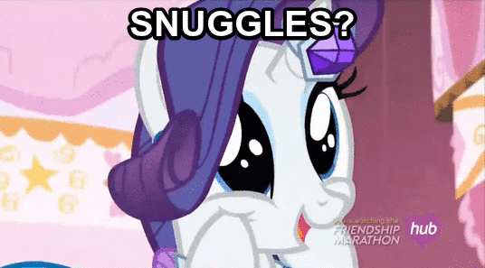 Size: 536x297 | Tagged: safe, edit, screencap, character:rarity, species:pony, species:unicorn, episode:simple ways, g4, my little pony: friendship is magic, animated, cute, female, gif, horn ring, hub logo, image macro, imma snuggle you, mare, open mouth, question, raribetes, smiling, solo, squishy cheeks, weapons-grade cute, wide eyes