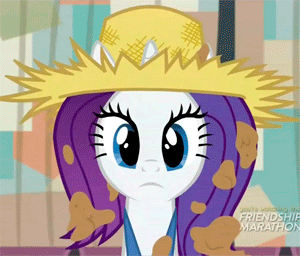 Size: 300x256 | Tagged: safe, edit, edited screencap, screencap, character:rarity, episode:simple ways, g4, my little pony: friendship is magic, animated, clothing, content-aware scale, eyes, female, hat, rarihick, solo, wat