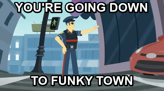 Size: 536x296 | Tagged: safe, edit, edited screencap, screencap, episode:music to my ears, equestria girls:rainbow rocks, g4, my little pony: equestria girls, my little pony:equestria girls, animated, car, dancing, dancing cop, image macro, meme, officer pootang mang, police officer, solo