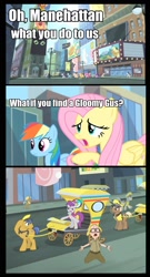 Size: 1012x1868 | Tagged: safe, edit, edited screencap, screencap, character:applejack, character:colton john, character:fluttershy, character:levon song, character:luckette, character:neigh sayer, character:pinkie pie, character:pinot noir, character:rainbow dash, character:rarity, character:ruby splash, character:strawberry ice, character:twilight sparkle, character:twilight sparkle (alicorn), species:alicorn, species:earth pony, species:pegasus, species:pony, species:unicorn, episode:rarity takes manehattan, g4, my little pony: friendship is magic, angry, background pony, billboard, blueberry curls, bridleway, bubblegum blossom, carriage, cats (musical), female, fortune favors, gus griswald, hinny of the hills, male, mane six, manehattan, mare, pronto, recess, song reference, stallion, taxi, taxi pony, wonderbolts poster