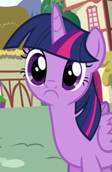 Size: 427x655 | Tagged: safe, edit, edited screencap, screencap, character:twilight sparkle, character:twilight sparkle (alicorn), species:alicorn, species:pony, episode:pinkie pride, g4, my little pony: friendship is magic, :c, chubby, cropped, cute, female, frown, inverted mouth, looking at you, mare, sad, sadorable, solo, this saddens, twiabetes